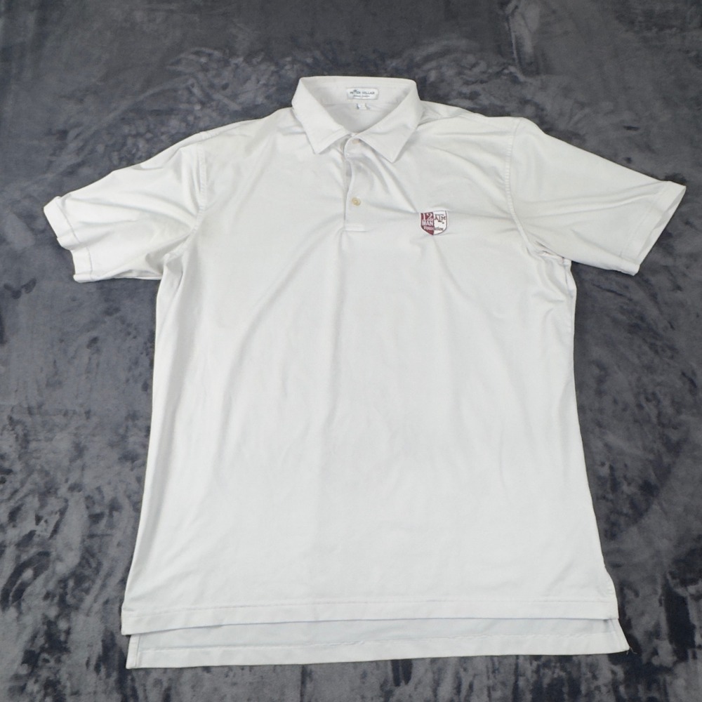 Peter Millar Polo Shirt Mens L White Texas A&M 12th Man Foundation Golf